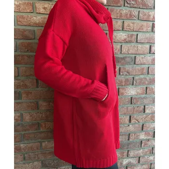 Dámský svetr Italy fashion Delší svetr DITA Barva: Červená, Velikost: UNI - L-2XL