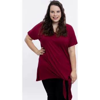 Italy fashion Dámské tričko s vázáním SINSY Barva: Vínová, Velikost: UNI: 2XL-5XL