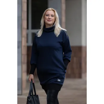 Dámské šaty Italy fashion Mikinošaty PAVONE Barva: Tmavě modrá, Velikost: UNI: M-XL