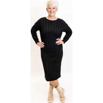 Dámské šaty Italy fashion Dlouhé svetrové šaty EMELINE Barva: Černá, Velikost: UNI: L-2XL