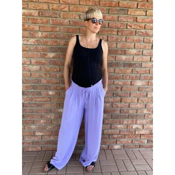 Dámské kalhoty Italy fashion Široké vzdušné kalhoty MÁJA Barva: Černá, Velikost: UNI