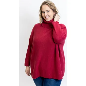 Dámský svetr Italy fashion Svetr s rolákem COLEEN Barva: Vínová, Velikost: UNI: XL-3XL