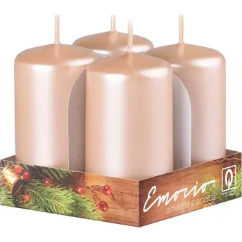 Svíčka ZTRADE Svíčka válec 4 ks 40 x 75 mm - metal béžová