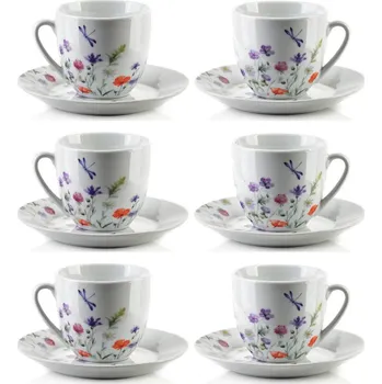 Porcelánové šálky na kávu a čaj s podšálky MONDEX JOY 250 ml 6 ks.