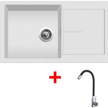 Granitový dřez Set Sinks Infinity 860 Milk + Elasta nerez/černá