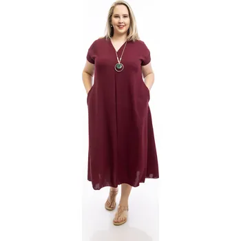 Dámské šaty Italy fashion Dlouhé šaty CASIOPEA Barva: Vínová, Velikost: UNI: L-2XL