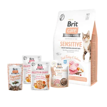 Krmivo pro kočku Zdravý balíček pro citlivé kočky - Brit Care Cat GF Sensitive Healthy Digestion & Delicate Taste