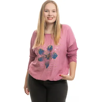 Italy fashion Dámské tričko NARCIS Barva: Růžová, Velikost: UNI: L-2XL