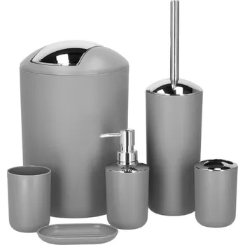 WC štětka Koupelnový set 6v1 SPRINGOS HA1112 šedý