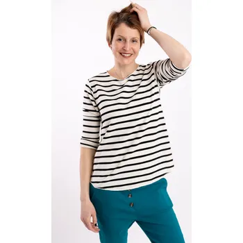 Dámské tričko Italy fashion Dámské proužkaté tričko SAIL Barva: Černá, Velikost: UNI: M/L