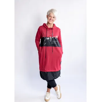 Dámské šaty Italy fashion Šaty s kapucí SUNSHINE Barva: Vínová, Velikost: UNI: L-2XL