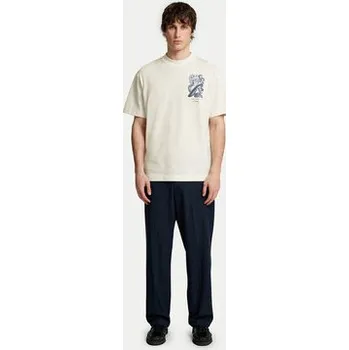 Pánské tričko Selected Homme T-Shirt Will 16097225 Écru Relaxed Fit XXL