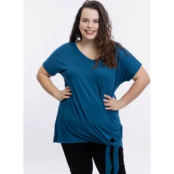 Dámské tričko Italy fashion Dámské tričko s vázáním SINSY Barva: Petrolejová, Velikost: UNI: 2XL-5XL