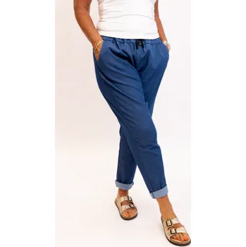 Dámské oblečení Italy fashion Pružné kalhoty POLY Barva: Tmavě modrá, Velikost: UNI: XL-4XL
