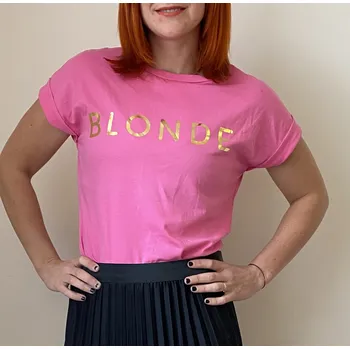 Dívčí tričko Italy fashion Tričko se zlatým nápisem Blonde Barva: Bílá, Nápis: Blonde