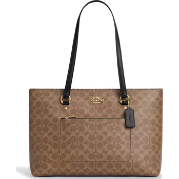 Módní doplněk COACH Kabelka Station Tote Bag In Signature Canvas Gold Tan Black