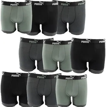 Boxerky Pánské boxerky Puma 9-Pack černá šedá khaki pohodlná bavlna m