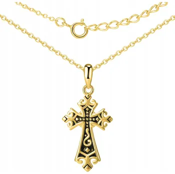 Náhrdelník STŘÍBRNÝ NÁHRDELNÍK POZLACENÝ KŘÍŽEK STŘÍBRO - ELEGANTNÍ DOPLNĚK