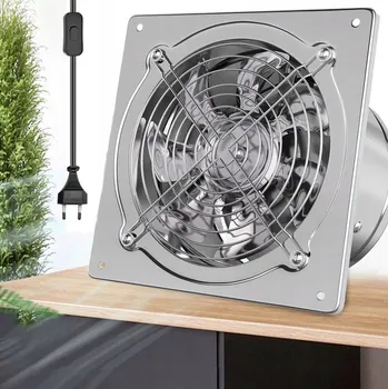 Domácí ventilátor KOUPELNOVÝ VENTILÁTOR FI150mm 525 m3/h TICHÝ, OCELOVÝ