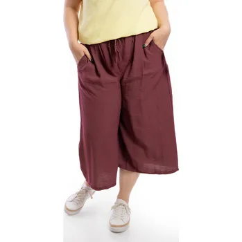 Dámské kalhoty Italy fashion Dámské letní kalhoty JOANA Barva: Vínová, Velikost: UNI: M-2XL