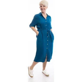 Dámské šaty Italy fashion Mušelínové šaty MEDA long Barva: Petrolejová, Velikost: UNI: M-XL