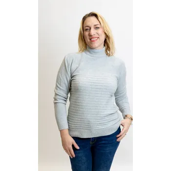 Dámský svetr Italy fashion Vzorovaný svetr OLIVIE Barva: Šedá, Velikost: UNI: XL/2XL