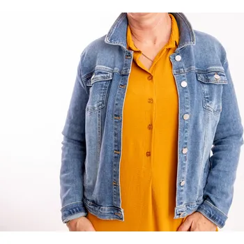 Dámská casual bunda Re-dress jeans Pružná džínová bunda MAXI [LK58/63] Barva: Modrá, Velikost: 4XL