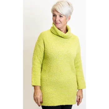 Dámský svetr Italy fashion Svetr s rolákem GERDA Barva: Limetková, Velikost: UNI: M-XL