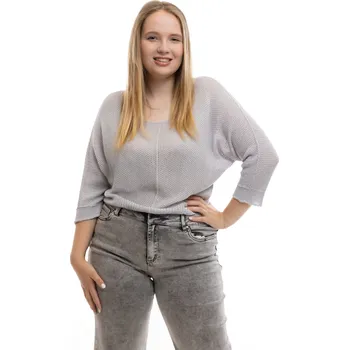 Dámské oblečení Italy fashion Dámský svetr LINSY Barva: Šedá, Velikost: UNI: M-XL