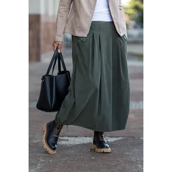 Dámská sukně Italy fashion Manšestrová sukně NESIE Barva: Khaki, Velikost: UNI: L-2XL