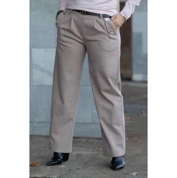 Dámské kalhoty Italy fashion Společenské kalhoty AVENUE Cappuccinová UNI: S-L