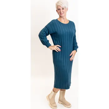 Dámské šaty Italy fashion Dlouhé svetrové šaty EMELINE Barva: Petrolejová, Velikost: UNI: L-2XL