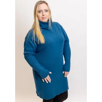 Dámské oblečení Italy fashion Úpletové šaty s rolákem BONNIE Barva: Petrolejová, Velikost: UNI: L-2XL