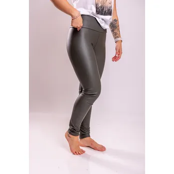 Dámské legíny S&L Zateplené koženkové legíny PLUS [AM6008] Barva: Khaki, Velikost: UNI: 2XL/3XL