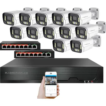 Mikrofon IP 12 kamerový set s externím PoE XM-1206B-Ext. 4MPx, mikrofon, CZ menu