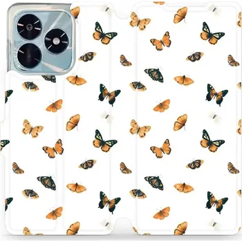 Pouzdro na mobilní telefon Flipové pouzdro Mobiwear - Honor X5c Plus - VP77S Oranžoví motýlci (Knížkové flip pouzdro, obal, kryt na mobil Honor X5c Plus - VP77S Oranžoví motýlci, materiál Umělá kůže + TPU - ochrana 360°, stojánek, silikonová vanička, magnetické zavírání)