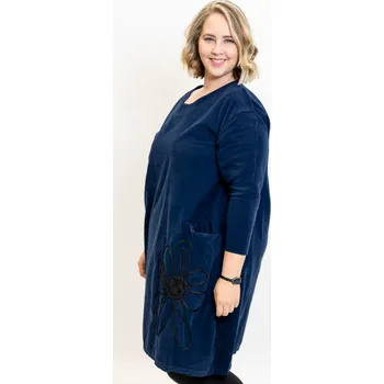Dámské šaty Italy fashion Manšestrové šaty LINA Barva: Tmavě modrá, Velikost: UNI: 2XL-4XL