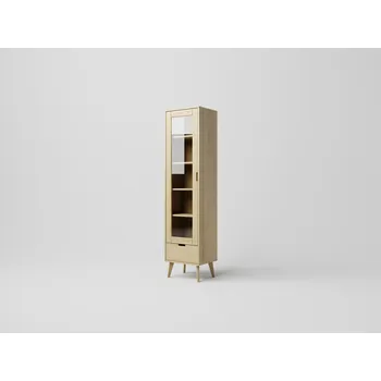 Knihovna SCANDIA Jednodveřová vitrína se zásuvkou SC-S02B, borovice