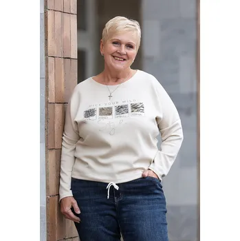 Italy fashion Tričko s dlouhým rukávem WILDNESS Barva: Latte, Velikost: UNI: L-2XL