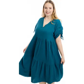 Dámské šaty Italy fashion Mušelínové šaty ROBIN Barva: Petrolejová, Velikost: UNI: XL-3XL