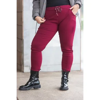 Dámské kalhoty Italy fashion Dámské kalhoty CARMEN maxi Barva: Vínová, Velikost: UNI: XL-3XL