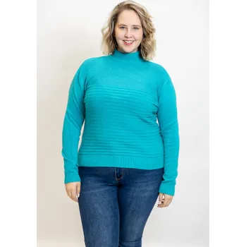 Dámský svetr Italy fashion Vzorovaný svetr OLIVIE Barva: tyrkysová, Velikost: UNI: XL/2XL