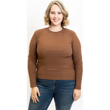 Dámské tričko Benter Dámské žebrované tričko FINE s dlouhým rukávem [16417] Barva: Hnědá, Velikost: XL