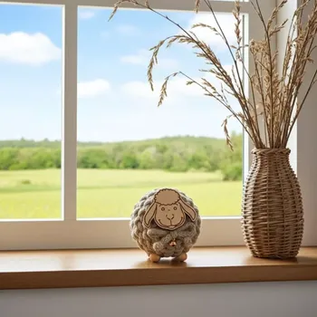 Velikonoční dekorace Háčkovaný beránek lněný (velikonoční dekorace)