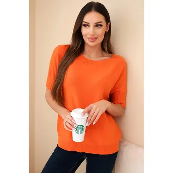 Dámský svetr Dámský svetr z viskózy s krátkým rukávem oranžový UNI