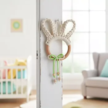 Velikonoční dekorace Velikonoční zajíček k zavěšení se zelenou mašlí (velikonoční dekorace)