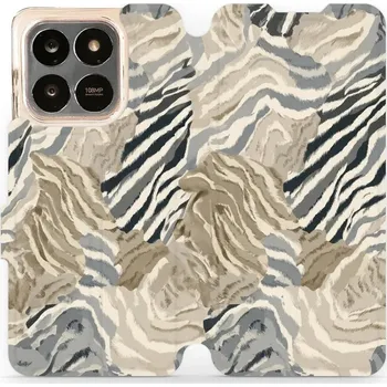 Pouzdro na mobilní telefon Flipové pouzdro Mobiwear - Honor X7d - V168S Pruhovaná malba (Knížkové flip pouzdro, obal, kryt na mobil Honor X7d - V168S Pruhovaná malba, materiál Umělá kůže + TPU - ochrana 360°, stojánek, silikonová vanička, magnetické zavírání)