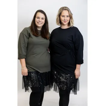 Dámské šaty Italy fashion Mikinové šaty STELLA Barva: Khaki, Velikost: UNI: XL-3XL