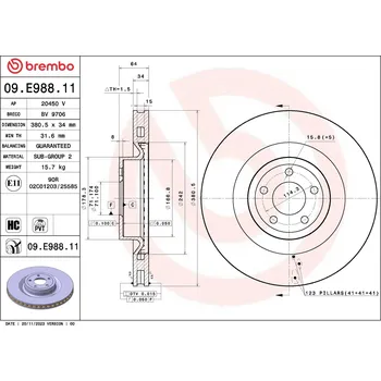 Brzdový kotouč Brzdový kotouč BREMBO 09.E988.11