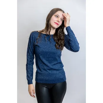 Dámské oblečení Italy fashion Třpytivý svetr EMMA Barva: Tmavě modrá, Velikost: UNI: S-menší L